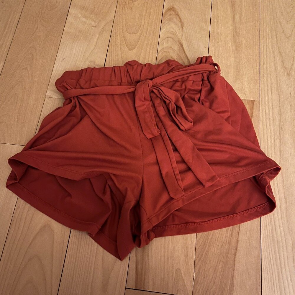 women's loose orange shorts